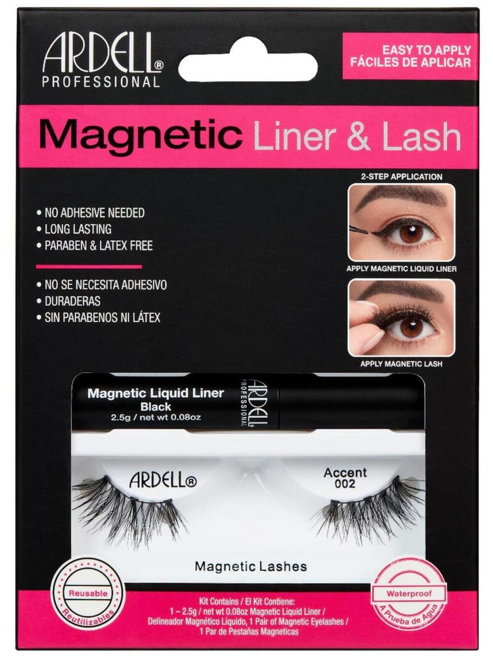 Ardell Magnetic Lash Set - Black Accent 002 (Liner Unusable, Lashes Only)